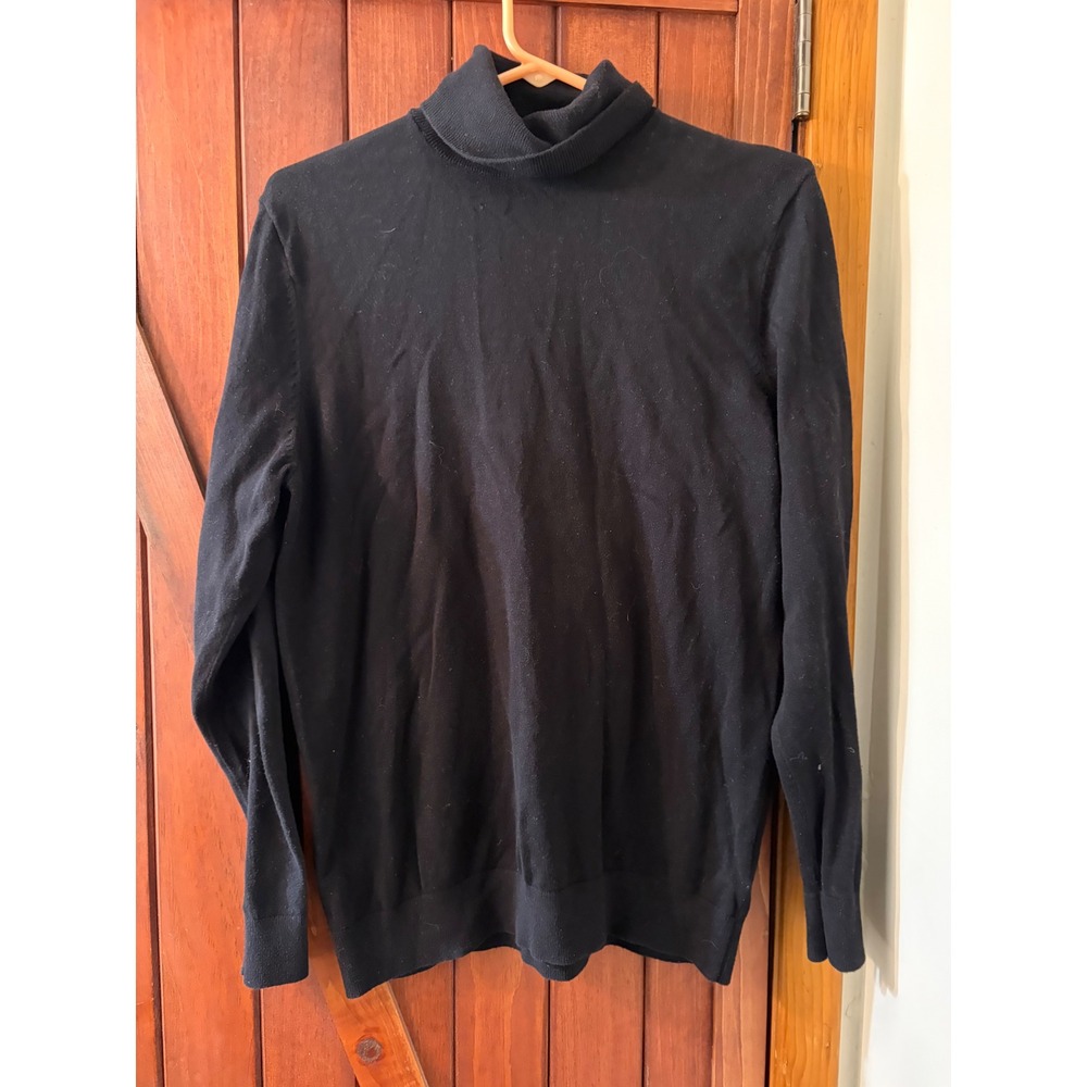 HM Womens Black‎ Fine Knit Turtleneck Sweater Solid Long Sleeve Top Size M